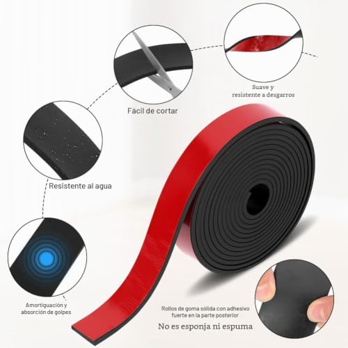 Miniatura 6 de Nutkit Tira De Goma Flexible Rollo De Caucho 3m 20mm 5mm, Plancha Goma Adhesivo,Gomas De Neopreno Plancha,Para Sellos De Bricolaje,Protección De Revestimientos De Pisos,Antivibración,Antideslizante