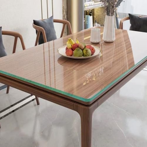 Image of Tempered Glass Square Table Top 47.2 * 23.6 Inch Diameter, 3 /8 Inch Thick, Heavy-Duty Safety Glass Circle for Dining Table, Desk, Patio Base Replacement-Clear