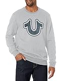 Maschinenwäsche True Religion Unisex-Erwachsene Horseshoe Crewneck Sweatshirt, grau meliert, Large