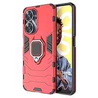 JIAFEI Cover Per Realme C55 4G: Custodia Traslucida Con Anello Magnetico Girevole 360° E Supporto - Rosso - 2