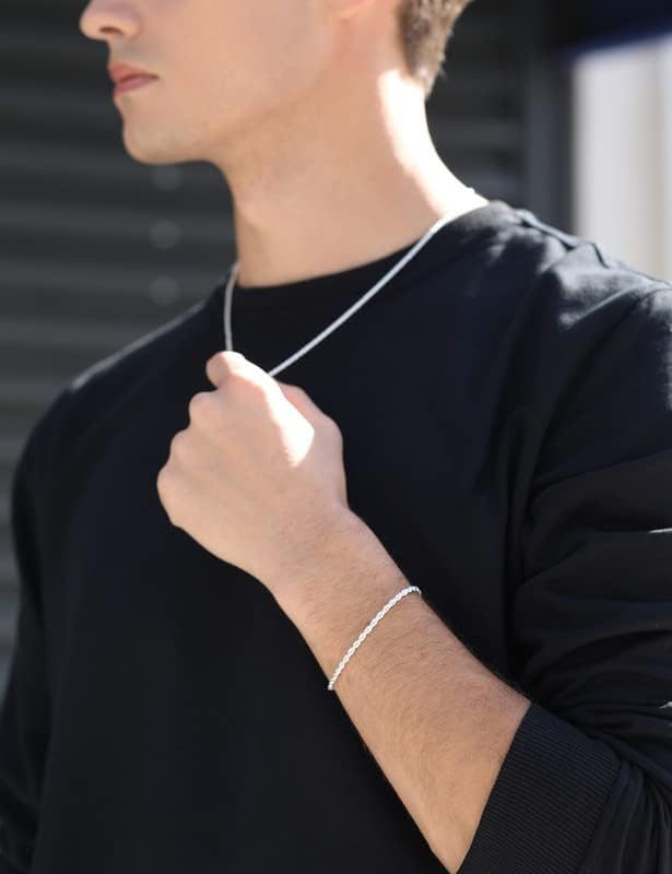 925 Sterling Silver Rope Bracelets 2/3/5mm Silver/Gold Plated Bracelets for Women Rope Chain Bracelet for Men 6.5-9 Inches - Image 5