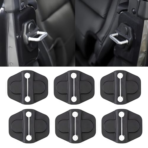 YOCTM Door Lock Decoration Cover for 2018-2026 Jeep Wrangler JL JLU 4XE Unlimited Sahara Sports Rubicon Gladiator JT Door Lock Cover Parts Accessories Black (4Door) (Pack of 6)
