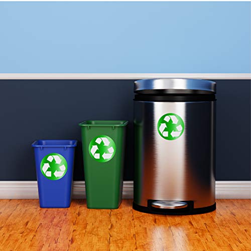6 Pack (5In X 5In) Recycle Logo Sticker To Organize Your Trash - For Trash Cans, Garbage Containers And Recycle Bins - Premium Vinyl Decal (5In X 5In, Metallic Green) #TOP6