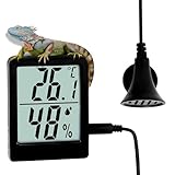 Digital Reptile Thermometer and Humidity Gauge, Large LED Display Terrarium Hygrometer with Adhesive Tape, for Bearded Dragon Tank, Leopard Gecko, Snake, Lizard, Hermit Crab Accessories
