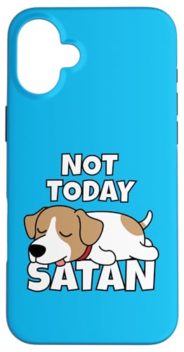 Lazy Jack Russell Terrier Not Today Satan �W���b�N�E���b�Z���E�e���A �X�}�z�P�[�X iPhone 16 Plus �p