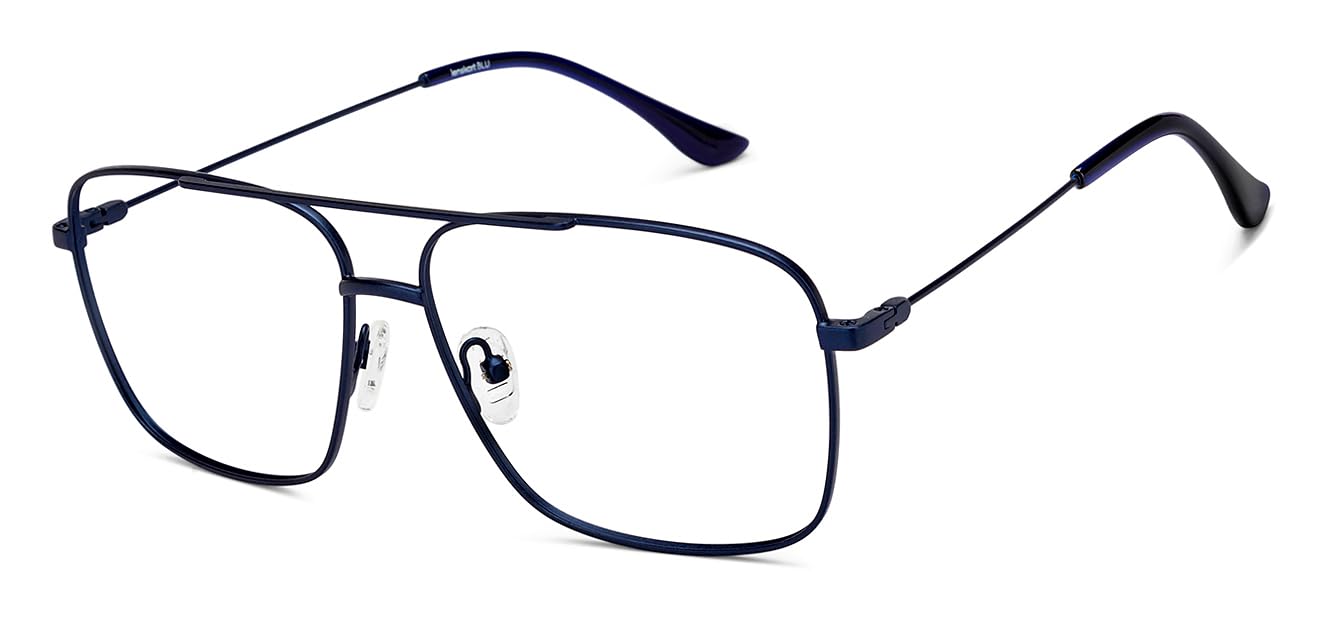 lenskart blu | zero power blue cut computer glasses | anti glare, lightweight & blocks harmful rays | uv protection specs | blue | men & women | large | lb e16048