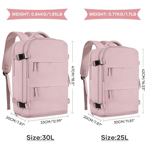 Image of coowoz Large Travel Backpack For Women Men,Carry On Backpack Flight Approved,Hiking Backpack Waterproof Outdoor Rucksack Casual Daypack Fit 15.6 Inch Laptop Shoes Compartment (Pink Purple-L)