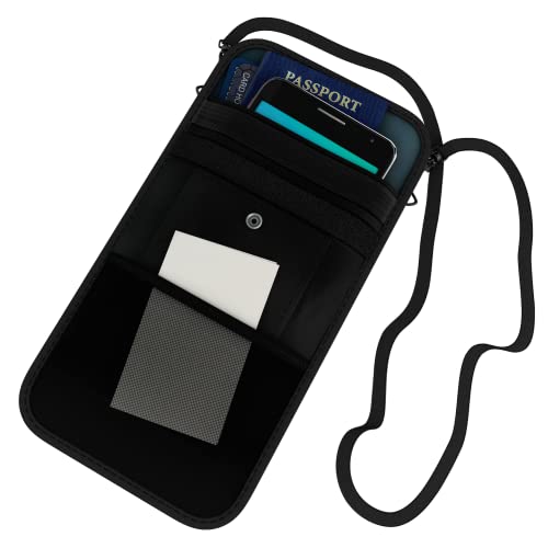 DefenderShield Travel Faraday Pouch for Cell Phones, Passport - Ultra Armor ConcealShield Blocks RFID, GPS, 0-90 GHz - Military-Grade Data Security and Privacy Complete Wireless Signal Blocking