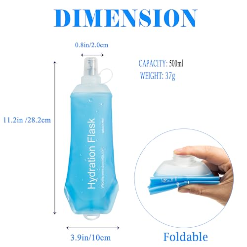 AXEN Soft Flask TPU Foldable Running Hydration Flask, Soft Collapsible Water Bottle for Hydration Pack Cycling Marathon Running Hiking - Image 4