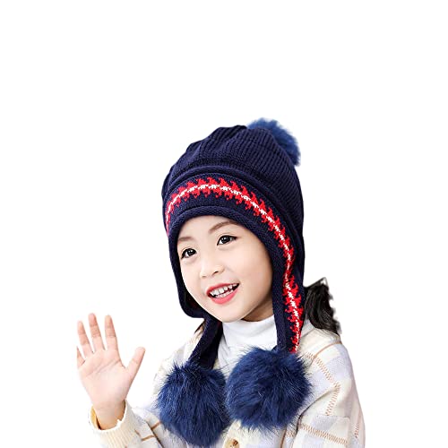 XYX Girls Winter Warm Elastic Soft Ear Protection Knitted Sherpa Ski Hats Fleece Lined Peruvian Cover Ears Beanie Hat