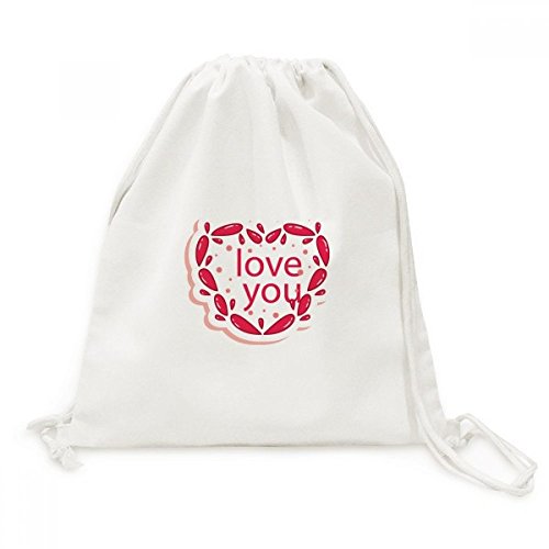 Sac cordon en toile imprimé Jour Coeur Rose Rose Love You voyage et shopping pour la Saint-Valentin