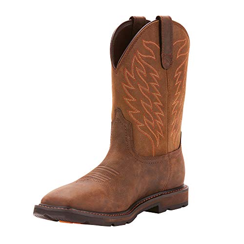 Image of Ariat Work Men's GROUNDBREAKER H2O Boot, dark brown /blue, 14 2E US