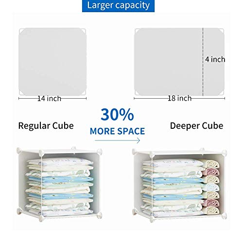 MAGINELS Portable Closet Clothes Wardrobe 14\"x18\" Depth Bedroom Armoire Modular Storage Organizer with Doors, 8 Cubes