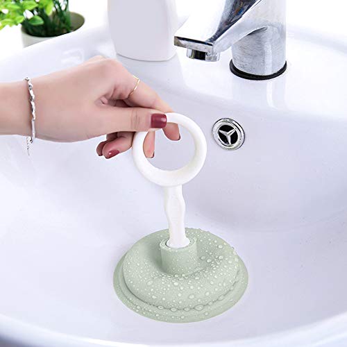 2 unidades de limpiador de tuberías de succión manual, herramienta para desatascar cañerías con fuerte succión, material PP y PE, fácil de usar y limpiar (verde) miniatura 2