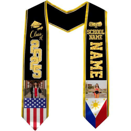 Philippine Graduation Stole, Philippine Flag Graduation Stole, Philippine Graduation Sash, Custom Philippine American Flag Graduation Sash 2025, Philippine Graduation Sash, Custom Graduation Stole,2