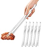 Ugotit 6 Stück Korean BBQ Zange Grillzange Edelstahl Set – Grillzangen 28 cm mit Abtropflöchern & rutschfestem Griff, spülmaschinengeeignet, für Hot Pot, Tischgrill und Outdoor-Grillen