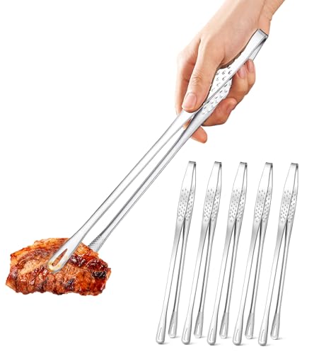 Ugotit 28 cm Pinces Barbecue Coréen, Lot de 6 Pinces Inox Yakiniku Japonais – Pinces de Cuisine pour Grillades, Friture, Salade, Fondue Chinoise, Accessoires de Cuisine