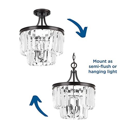 Progress Lighting Glimmer 3 Light 13 inch Semi-Flush Mount Convertible Ceiling Light, Design Series, P2325-134, Silver Ridge by Progress Lighting - Image 5