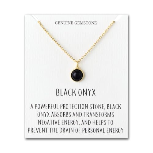 Image of Philip Jones 18k Gold Plated Black Onyx Necklace with Quote Card