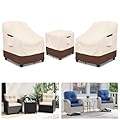 Rileytee Outdoor Furniture Covers Waterproof,600D Heavy Duty Patio Furniture Covers 3 Piece Set,Patio Set Cover for 2 Chairs and Side Coffee Table,Beige
