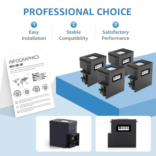 Yongairuink C9344 Tintenwartungsbox für C12C934461 Ersatz für Eps XP-3100 XP-4100 XP-4101 XP-4105 Workforce 810DWF WF-2830DWF WF-2850DWF WF-2930 WF-2950 WF-2851 L3550 L5590 (4 Pack)