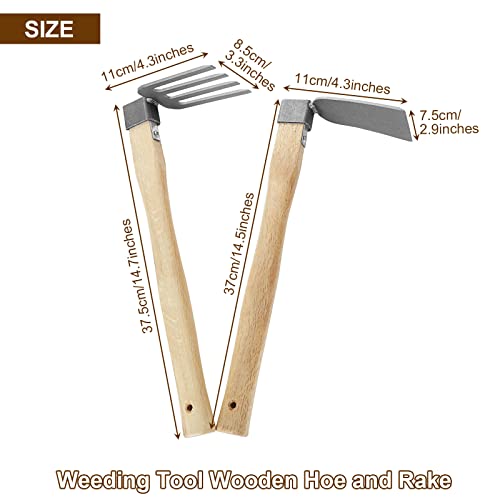 JMIATRY Garden Digging Hoe and Rake, Hoe Garden Tool, Garden Hoe and Rake for Weeding, Planting Soil Smoothing and Loosening - Image 2
