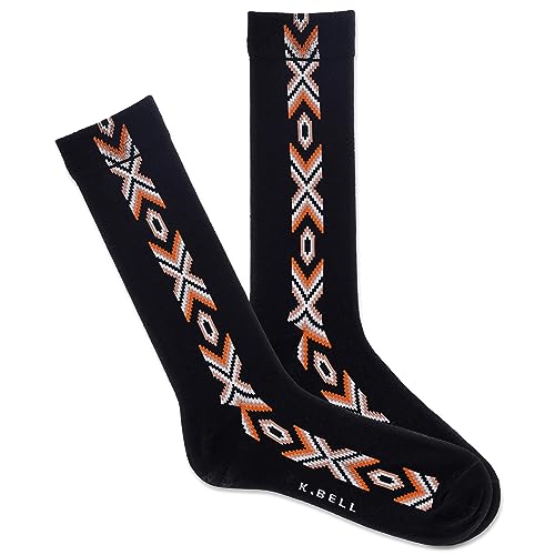 Chaussettes crew homme K. Bell Santa Rosa Weave noir coton taille 45 46 47 48