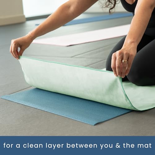 S&T INC. Microfiber Yoga Mat Towel, Quick Dry Towel, Soft and Absorbent for Gym, Pilates, and Hot Yoga Mat, 1 Pack, 26.5 inches x 72 inches, Sage Green