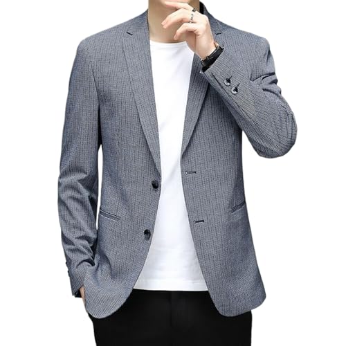 Men's Fall Business Casual Plaid Suit Jacket Korean Slim Fit