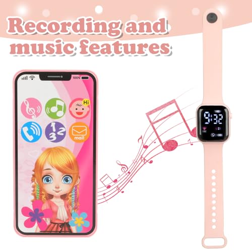 Mädchen Handtasche mit Kinderschminke - 14 Stück Falsches Make up Spielzeug für Kinder, EUR-Spielgeld, Handy, Geldbörse, Trinkbecher, Sonnenbrille, Schlüssel, Kreditkarten, Geschenk für Mädchen 3+