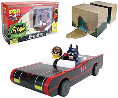 Pin Mates Batman Classic Tv Series Batmobile With Batman And Robin Wooden And Papercraft Batcave - Convention Exclusive