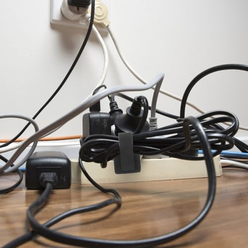 Ipetboom 10 piezas reutilizables de bridas adhesivas para cables, organizadores de cables para carga, correas fáciles para sujetar cables, gestión para hogar y oficina miniatura 4