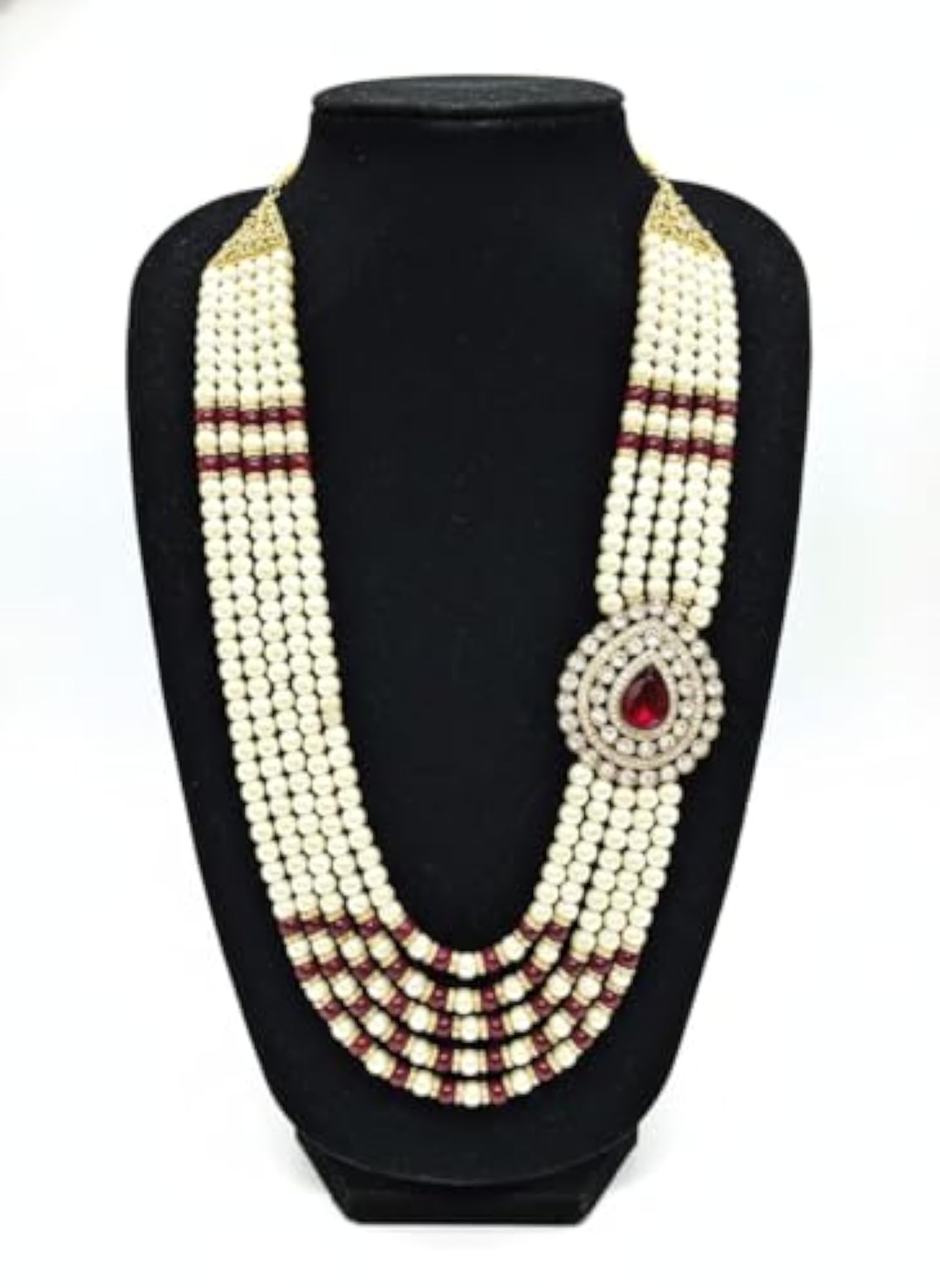 Royal Pearl Kundan Groom Mala, Multi-Strand Wedding Necklace
