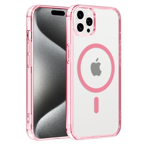 Coiwxmoi Funda Magnética para Apple iPhone 15 Pro MAX 6,7",para MagSafe Carga Inalámbrica,Ultra Delgada Transparente Suave Silicona Antigolpes Anti-Arañazos Carcasa para iPhone 15 Pro MAX,Rosa