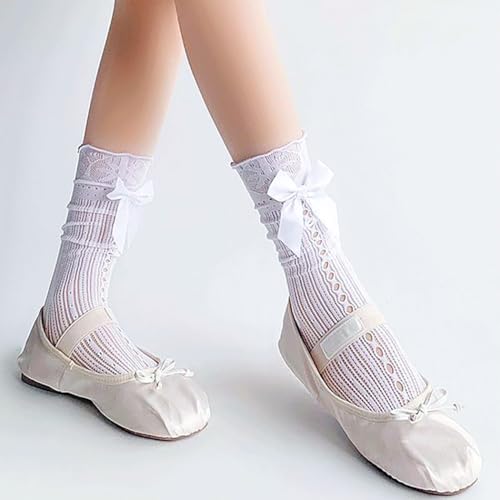 Cute Bow Ankle Socks Lace Ruffle Socks Black White Lolita Sock for Women 2 Pairs4