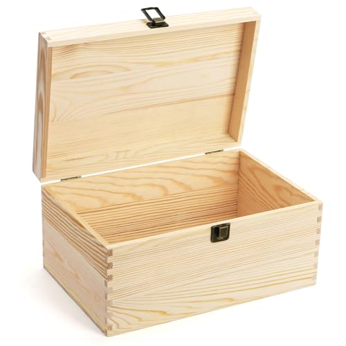 yarlung Unfinished Wooden Box with Hinged Lid, 12 x 8