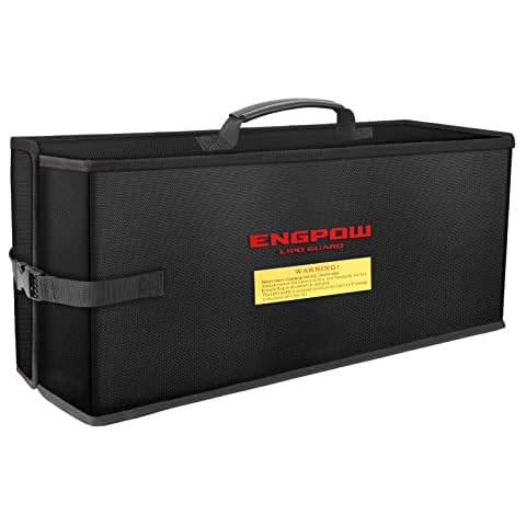 Lipo Bag Fireproof Battery Organiser Ebike E-Scooter Charger Battery Storage Bag Large Shockproof lipo Safe Bag for Storage Transport Lipo Battery 45x20x15CM (Without Batteries) Cover