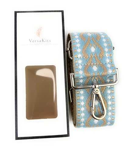 Image of Purse Strap Replacement for Crossbody Bags & Handbags | Premium Webbing with Silver Hardware Clip-On Installation Adjustable Length Comfortable Wide Guitar Style Strap