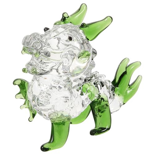 Lurrose Figura de Dragón Miniatura de Cristal Transparente Color Verde Adorno Decorativo para Escritorio y Jardín Decoración de Animales para Oficina y Hogar