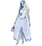 AOBUTE Halloween Women's Emily Costume Sleeveless Zombie Bride Wedding Cosplay Outfits