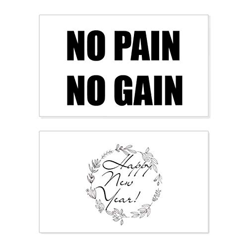 Tarjeta de felicitación motivacional negra con frase No Pain No Gain para Fin de Año