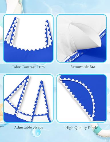 Image of Girls Swimsuit Solid Color Tankini Contrast Trim Swimwear 2 Piece Bathing Suit Padded Swimsuits for Teens 9-16Y