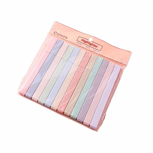 SUIOPPYUW 12 rotuladores fluorescentes de color rosa con capacidad para varios cabezales, doble cabezal oblicuo, fluorescentes, brillantes, fáciles de usar, sola cabeza