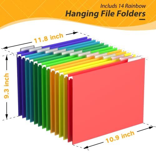 Goldorcle Large Hanging File Organizer With 14 Letter Size File Folders, Mesh Metal Foldable File Holder File Organizer Box Filing Crate #TOP2