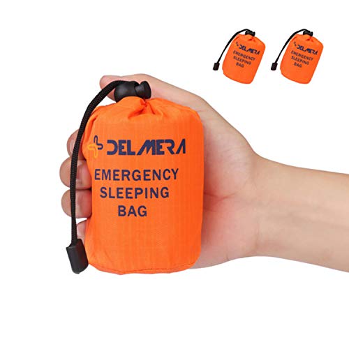 Delmera Emergency Survival Sleeping Bag, Lightweight Waterproof Thermal Emergency Blanket, Bivy Sack