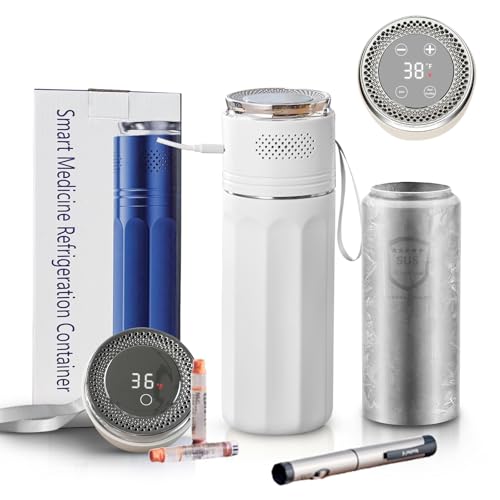 Insulin Cooler Travel Case USB Charging Electric Medicine Cooler for Travel TSA Approved (1–7 Medication Pens) Portable Diabetes Travel Case with Temperature Display & Ice Ring, for Insulin & EpiPens
