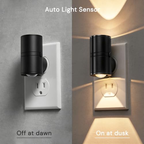 Image of L LOHAS LED Night Lights Plug into Wall,Light Sensor, Projector Night Light | 4Pack,180Rotating Nightlight,10 /50 /100LM Dimmable,Soft White,Dusk to Dawn,Ambient Lighting Mini for Bathroom,Decor,Kids,Gift