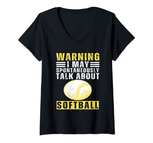 Mujer Divertido Papá de Softbol Diciendo Softbol Jugadores de Softbol Amantes del Softbol Camiseta Cuello V