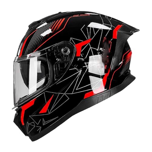 Motorradhelm Integralhelm Für Erwachsene Mit Doppelvisier Retro Motorrad Vollvisierhelm Rollerhelm Full Face Helm Sturz Motorrad Helm Herren Damen ECEDOT Zertifiziert D,M:57-58CM