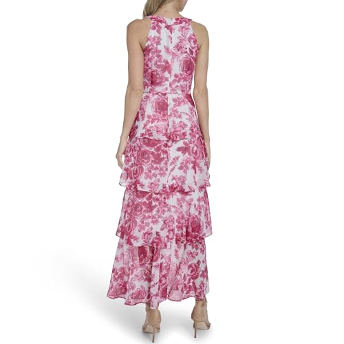 Image of Tommy Hilfiger Women's Sleeveless Halter Neck Tiered Skirt Maxi Dress